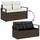 vidaXL Tuinbank Set met kussen met opslag 7 pcs Zwart Poly rattan