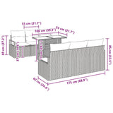 vidaXL Tuinbank Set met kussen met opslag 7 pcs Zwart Poly rattan