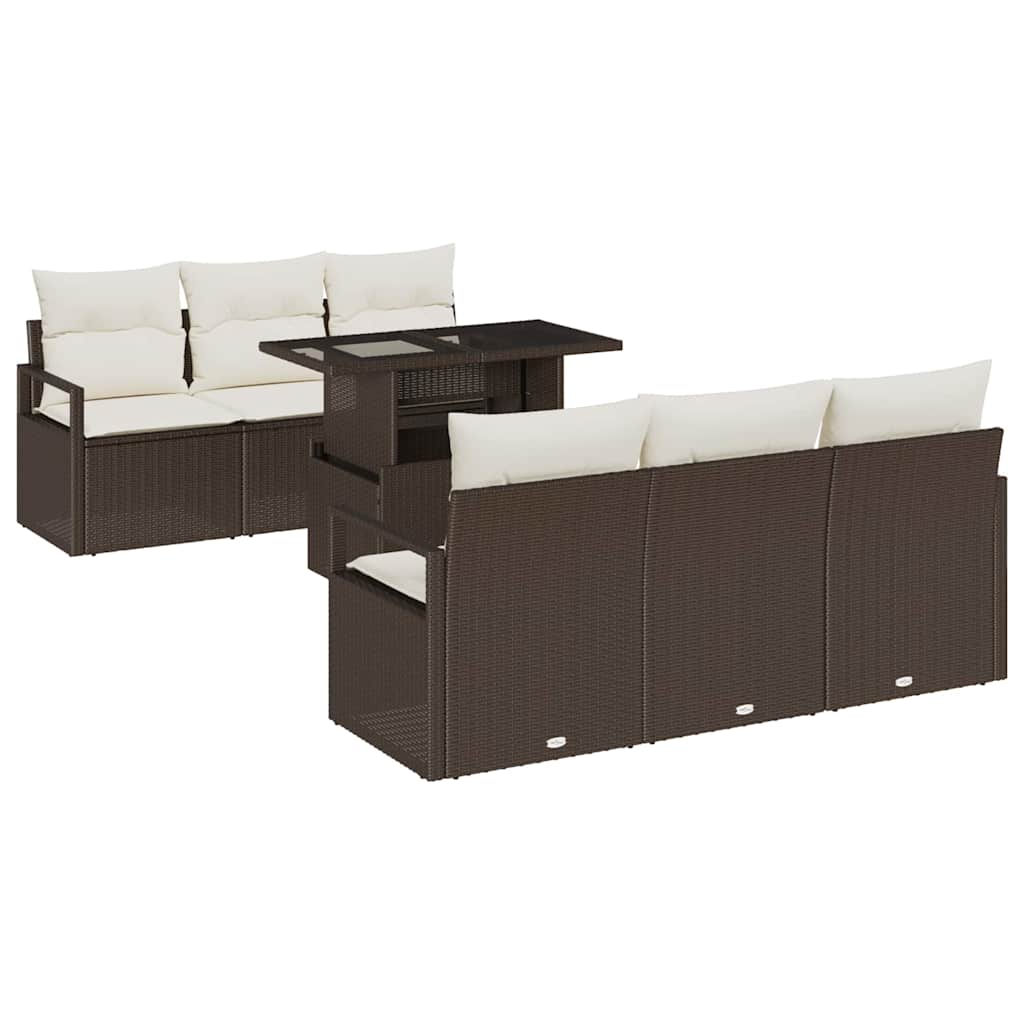 vidaXL Tuinbank Set met kussen met opslag 7 pcs Zwart Poly rattan