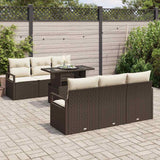 vidaXL Tuinbank Set met kussen met opslag 7 pcs Zwart Poly rattan