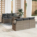 vidaXL Tuinbank Set met kussen met opslag 7 pcs Zwart Poly rattan