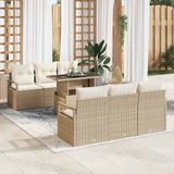 vidaXL Tuinbank Set met kussen met opslag 7 pcs Zwart Poly rattan