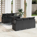 vidaXL Tuinbank Set met kussen met opslag 7 pcs Zwart Poly rattan
