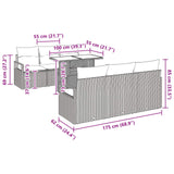 vidaXL Tuinbank Set met kussen met opslag 7 pcs Bruin Poly rattan