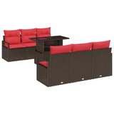 vidaXL Tuinbank Set met kussen met opslag 7 pcs Bruin Poly rattan