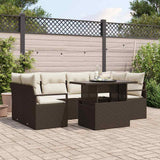 vidaXL Tuinbank Set met opslag 7 pcs Zwart Poly rattan