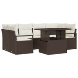 vidaXL Tuinbank Set met opslag 7 pcs Zwart Poly rattan