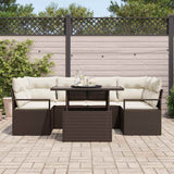 vidaXL Tuinbank Set met opslag 7 pcs Zwart Poly rattan
