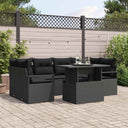 vidaXL Tuinbank Set met opslag 7 pcs Zwart Poly rattan