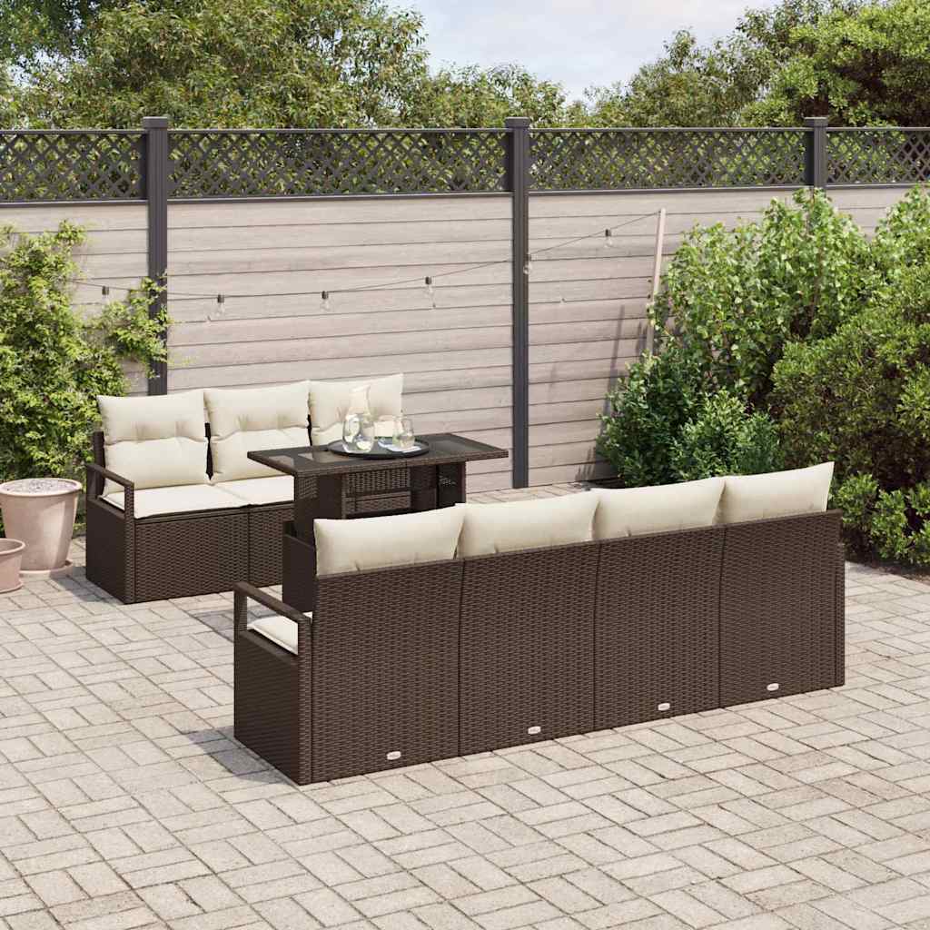 vidaXL Tuinbank Set met opslag 8 pcs Zwart Poly rattan