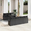 vidaXL Tuinbank Set met opslag 8 pcs Zwart Poly rattan