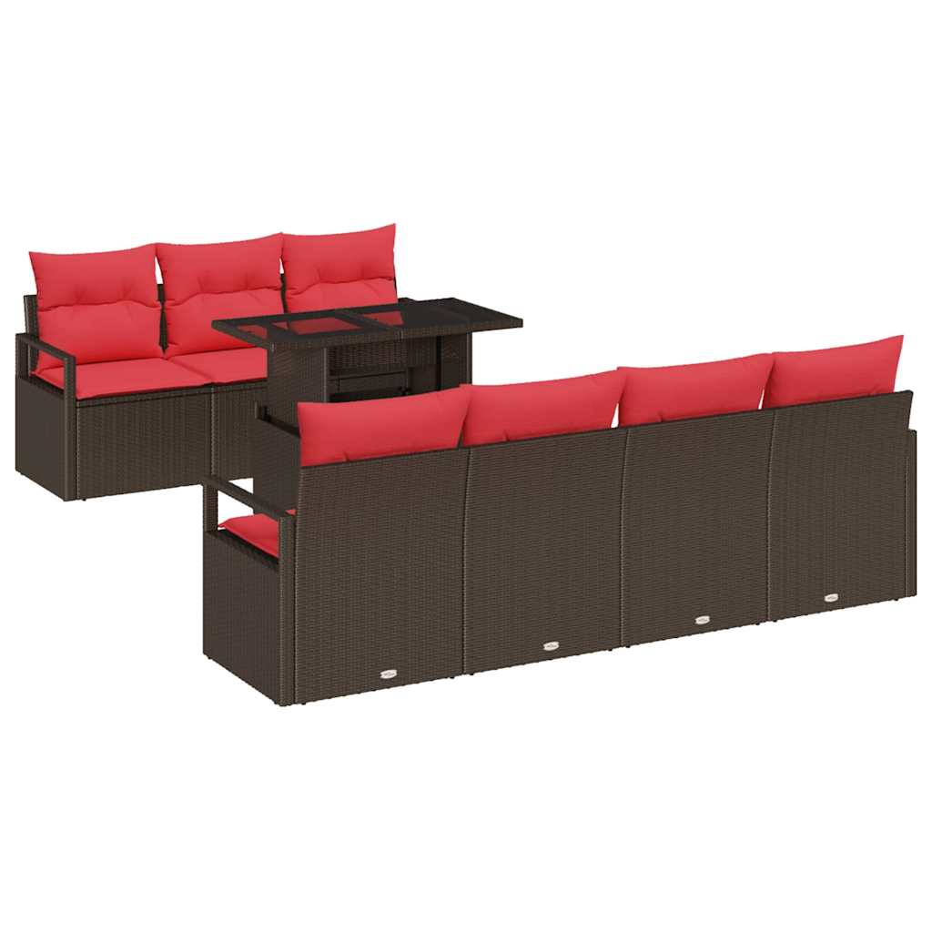 vidaXL Garden Storage Bench Set 8 pcs Brown Poly Rattan