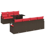 vidaXL Garden Storage Bench Set 8 pcs Brown Poly Rattan