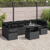 vidaXL Garden Bench Set with Storage 8 pcs Black Poly Rattan