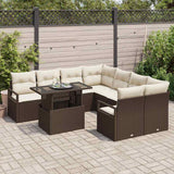 vidaXL Tuinbank Set met kussen met opslag 9 pcs Zwart Poly rattan