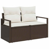 vidaXL Tuinbank Set met kussen met opslag 9 pcs Zwart Poly rattan