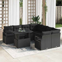 vidaXL Tuinbank Set met kussen met opslag 9 pcs Zwart Poly rattan