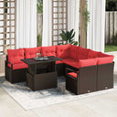 vidaXL Tuinbank Set met kussen met opslag 9 pcs Bruin Poly rattan