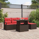vidaXL Garden Bench Set with Cushion and Storage 6 pcs Brown Poly Rattan