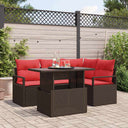 vidaXL Tuinbank Set met kussen met opslag 5 pcs Bruin Poly rattan