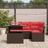 vidaXL Tuinbank Set met kussen met opslag 5 pcs Bruin Poly rattan