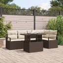 vidaXL Tuinbank Set met opslag 6 pcs Zwart Poly rattan