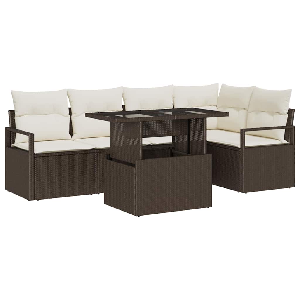 vidaXL Tuinbank Set met opslag 6 pcs Zwart Poly rattan