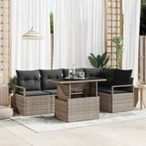 vidaXL Tuinbank Set met opslag 6 pcs Zwart Poly rattan