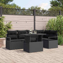 vidaXL Tuinbank Set met opslag 6 pcs Zwart Poly rattan