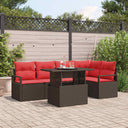 vidaXL Garden Sofa Set with Storage 6 pcs Brown Poly Rattan