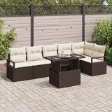 vidaXL Tuinbank Set met opslag 7 pcs Zwart Poly rattan
