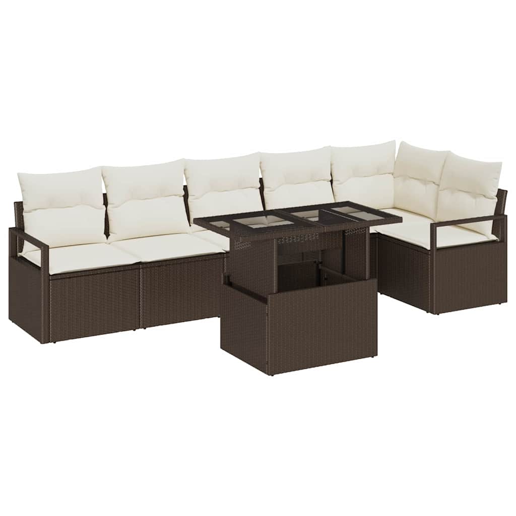 vidaXL Tuinbank Set met opslag 7 pcs Zwart Poly rattan