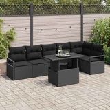 vidaXL Tuinbank Set met opslag 7 pcs Zwart Poly rattan