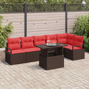 vidaXL Tuinbank Set met kussen met opslag 7 pcs Bruin Poly rattan