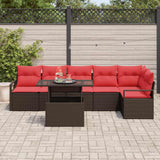 vidaXL Tuinbank Set met kussen met opslag 7 pcs Bruin Poly rattan