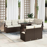 vidaXL Tuinbank Set met opslag 9 pcs Zwart Poly rattan