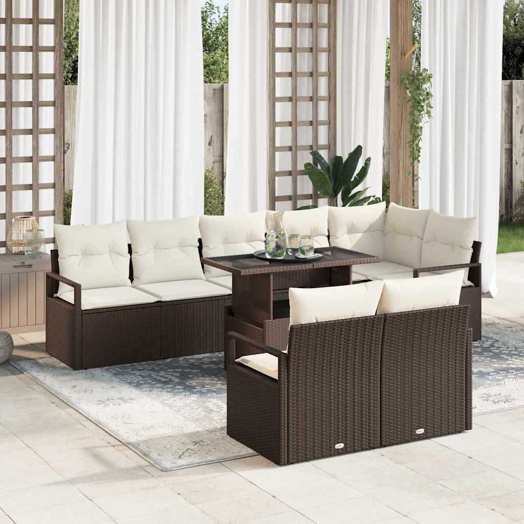 vidaXL Tuinbank Set met opslag 9 pcs Zwart Poly rattan