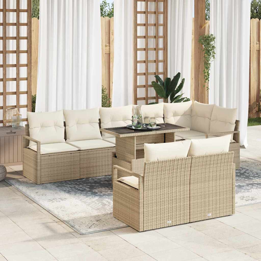vidaXL Tuinbank Set met opslag 9 pcs Zwart Poly rattan