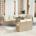 vidaXL Tuinbank Set met opslag 9 pcs Zwart Poly rattan