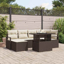 vidaXL Tuinbank Set met opslag 7 pcs Zwart Poly rattan
