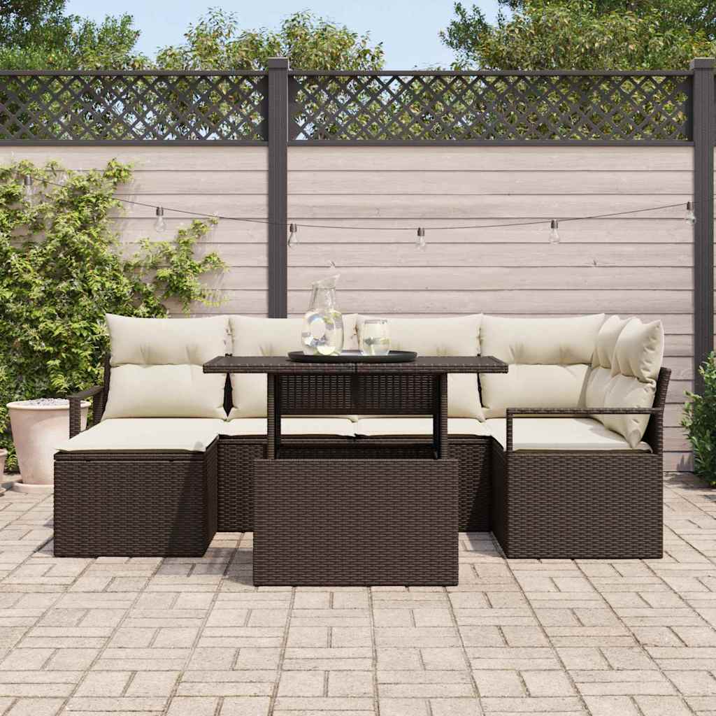 vidaXL Tuinbank Set met opslag 7 pcs Zwart Poly rattan