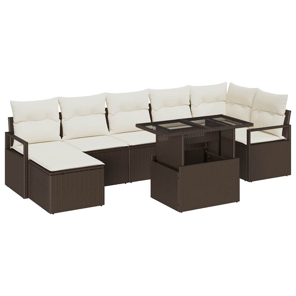 vidaXL Tuinbank Set met opslag 8 pcs Zwart Poly rattan