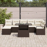 vidaXL Tuinbank Set met opslag 8 pcs Zwart Poly rattan