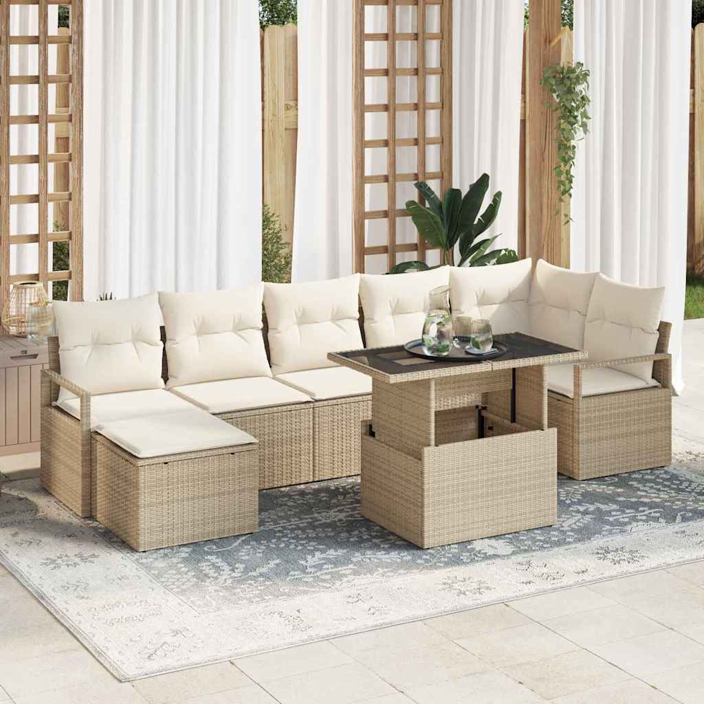 vidaXL Tuinbank Set met opslag 8 pcs Zwart Poly rattan