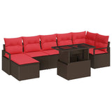 vidaXL Garden Sofa Set with Storage 8 pcs Brown Poly Rattan