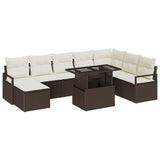 vidaXL Tuinbank Set met opslag 9 pcs Zwart Poly rattan