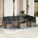 vidaXL Tuinbank Set met opslag 9 pcs Zwart Poly rattan