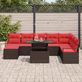 vidaXL Tuinbank Set met kussen met opslag 9 pcs Bruin Poly rattan