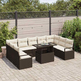 vidaXL Tuinbank Set met opslag 10 pcs Zwart Poly rattan