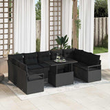 vidaXL Tuinbank Set met opslag 10 pcs Zwart Poly rattan